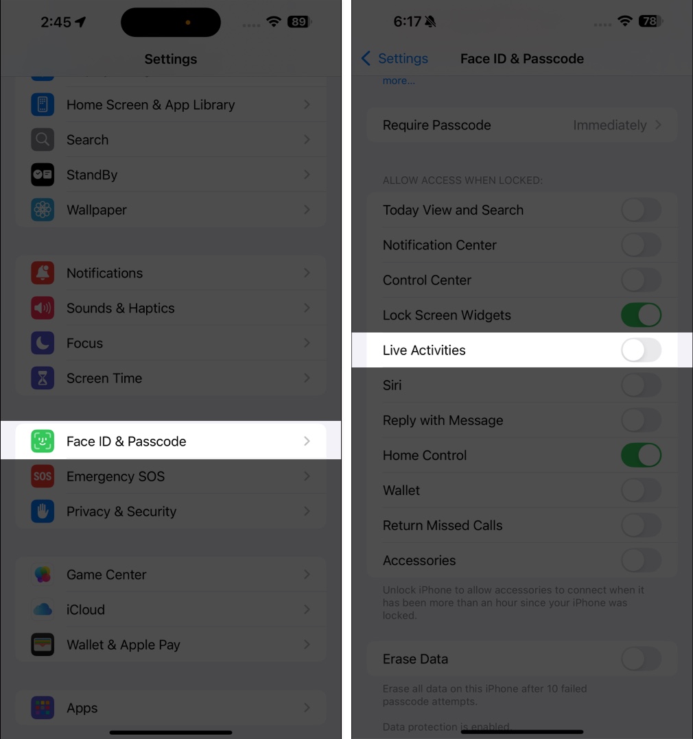 Disabling Live Activities on the iPhone Lock Screen