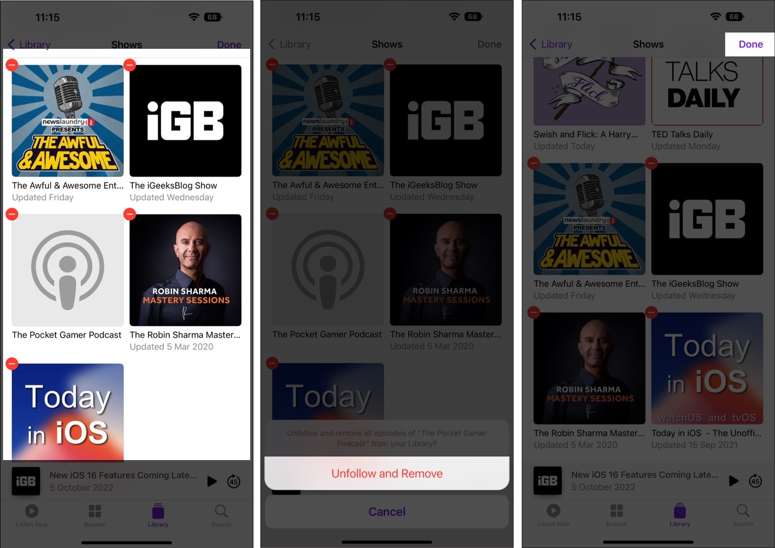 How to delete podcast shows and episodes on iPhone