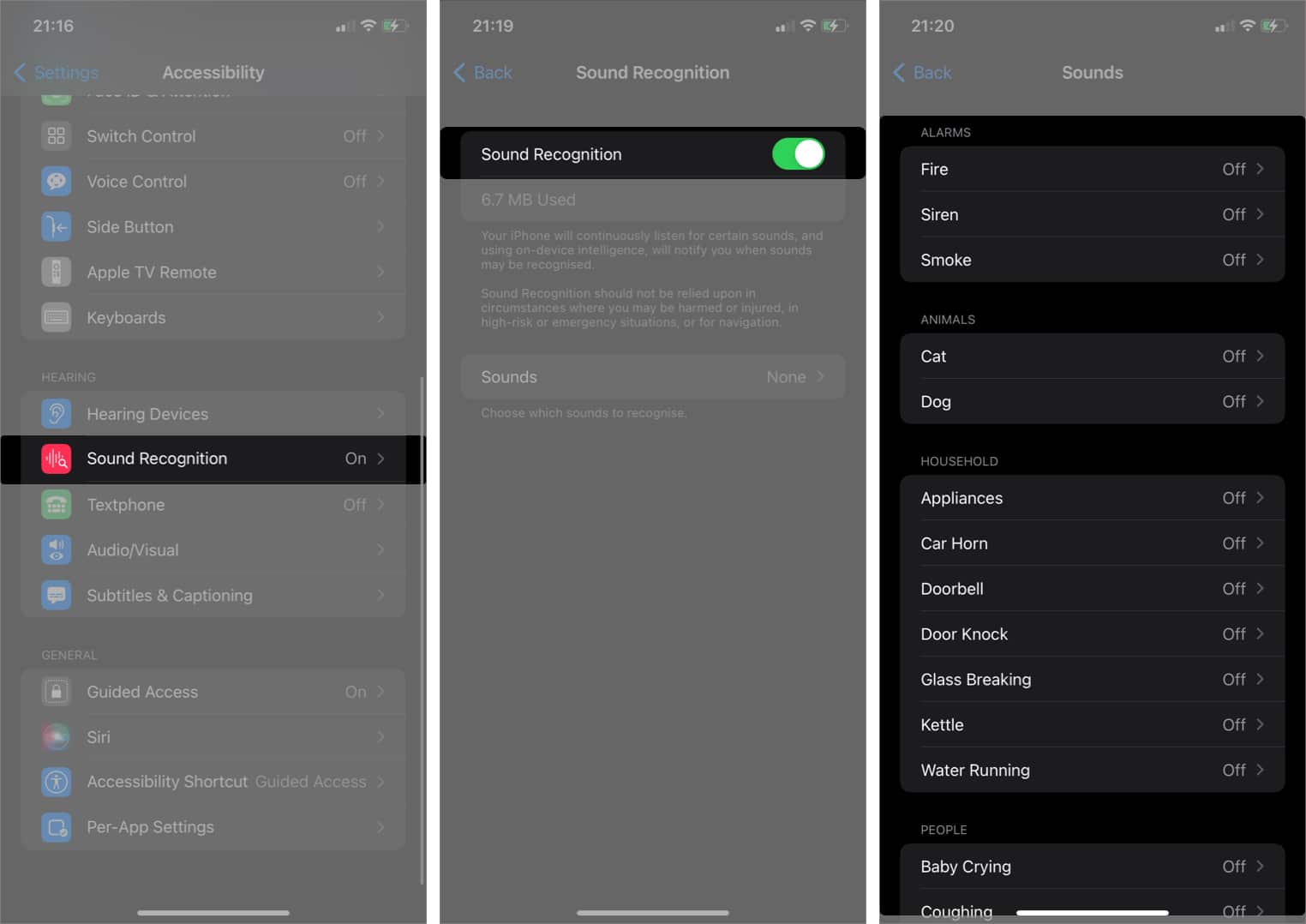 enable Sound Recognition on iPhone
