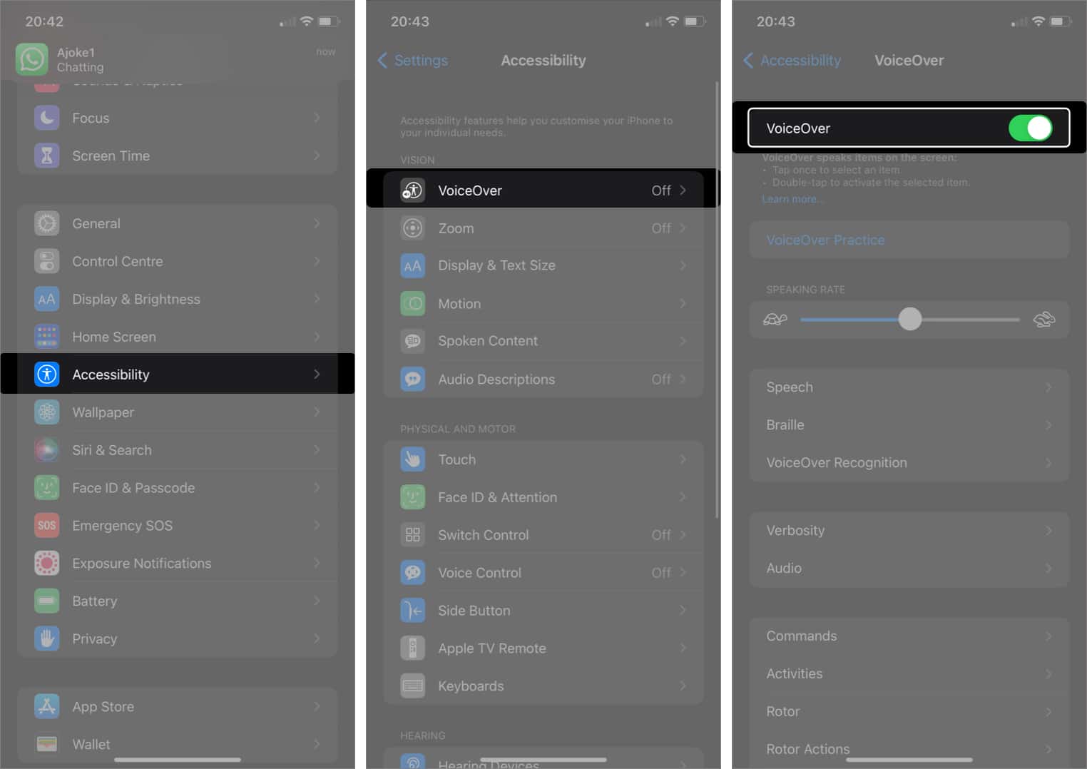 Turn on VoiceOver on iPhone