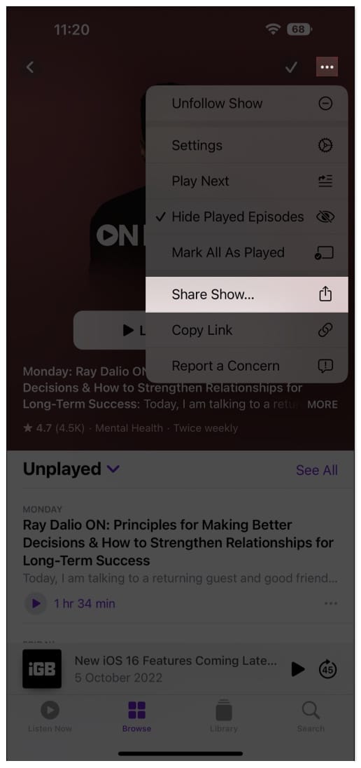How to share podcast show