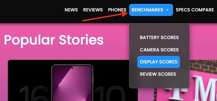 PhoneArena Display page on desktop - PhoneArena launches Display Test Reference Page: compare display quality easily