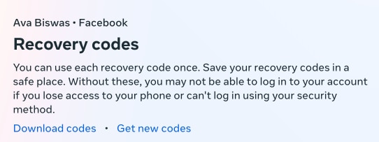 Download Recovery Code in Facebook