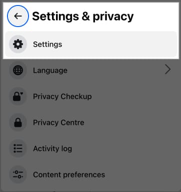 Select Settings in Facebook