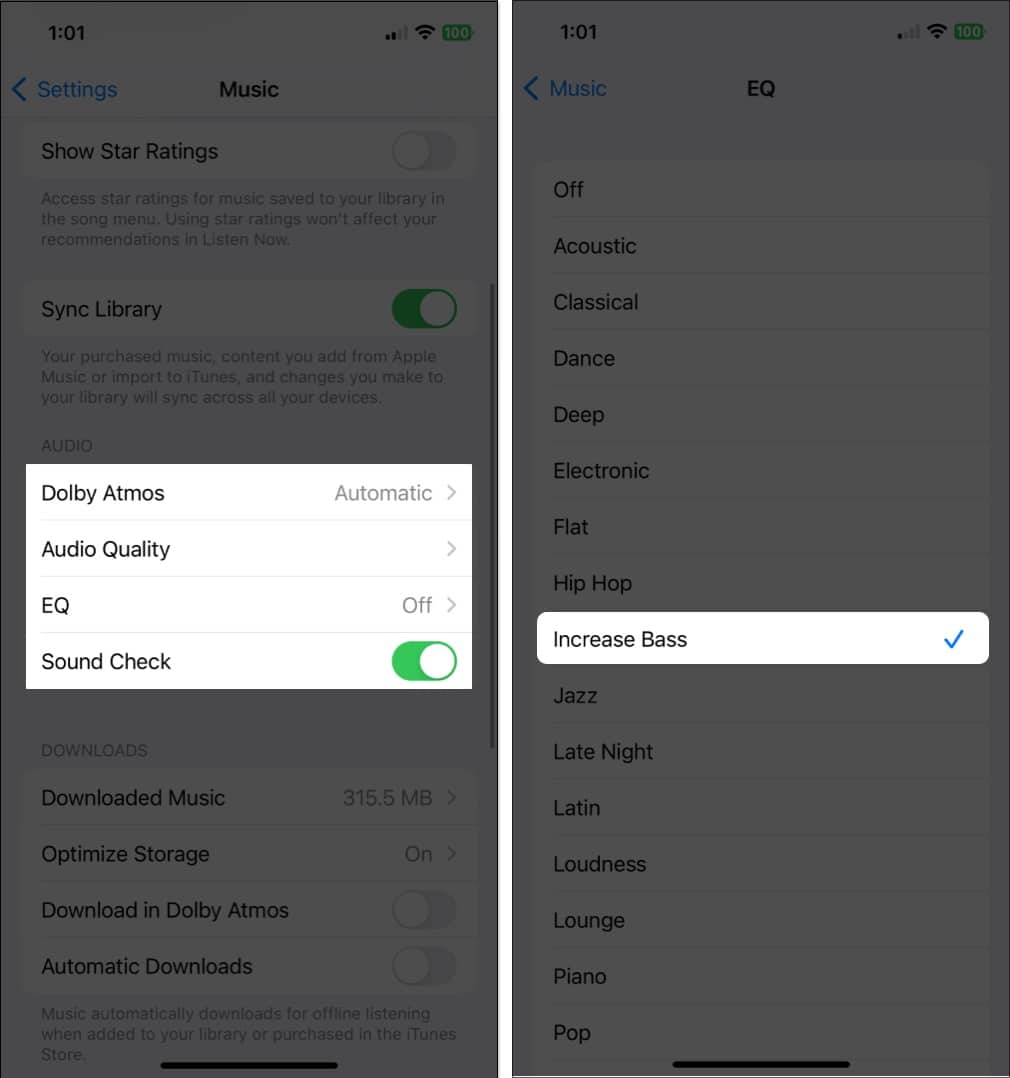 Select the audio factors and make changes in settings app