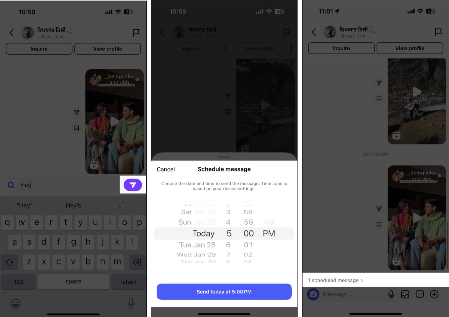 How to schedule DMs on Instagram from your iPhone Long press send and select a date and time to schedule a DM on Instagram