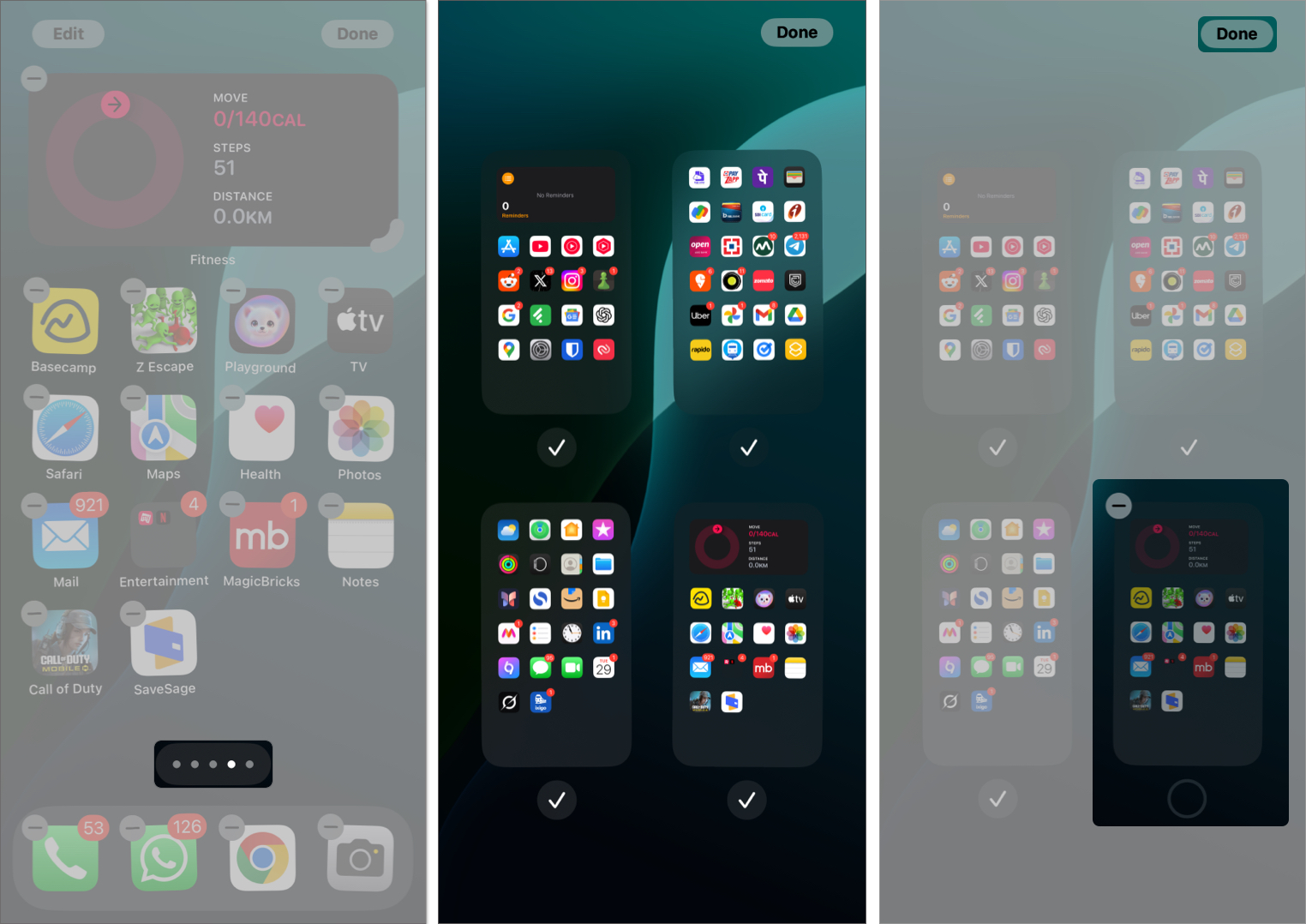 Hiding pages from the Home Screen of an iPhone