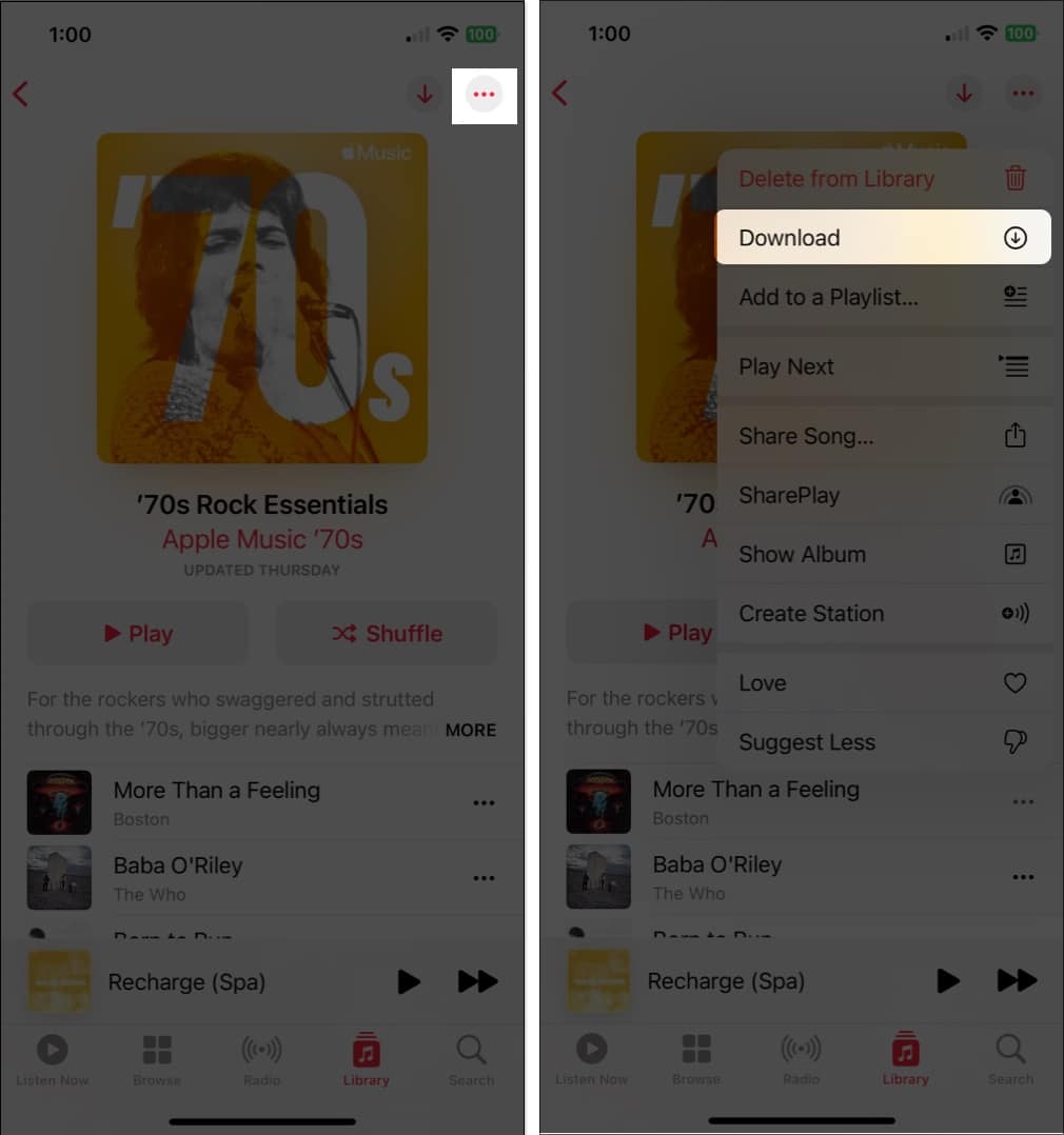 Tap the three dot icon press download