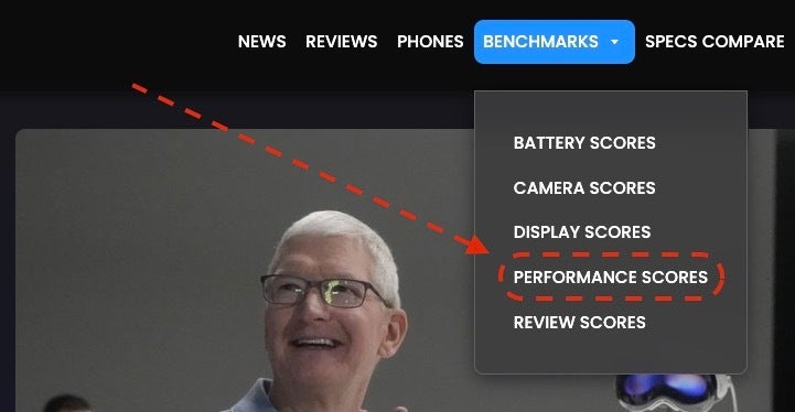 Tap on the Benchmarks field on the PhoneArena home page to access the performance benchmarks - PhoneArena launches Performance Benchmark Reference Page: compare phone benchmark scores easily