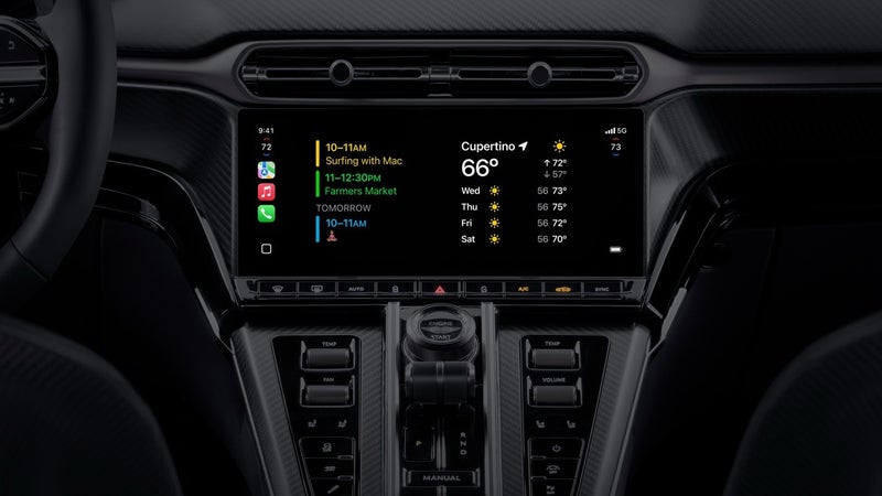 Screenshots from the Apple CarPlay Ultra’s UI