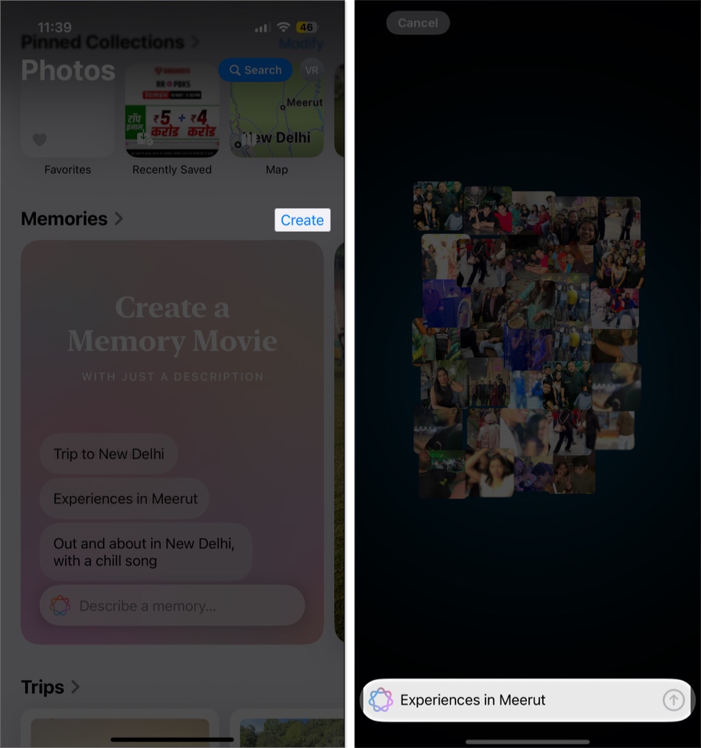 Create a memory movie on apple intelligence in iPhone Phots App