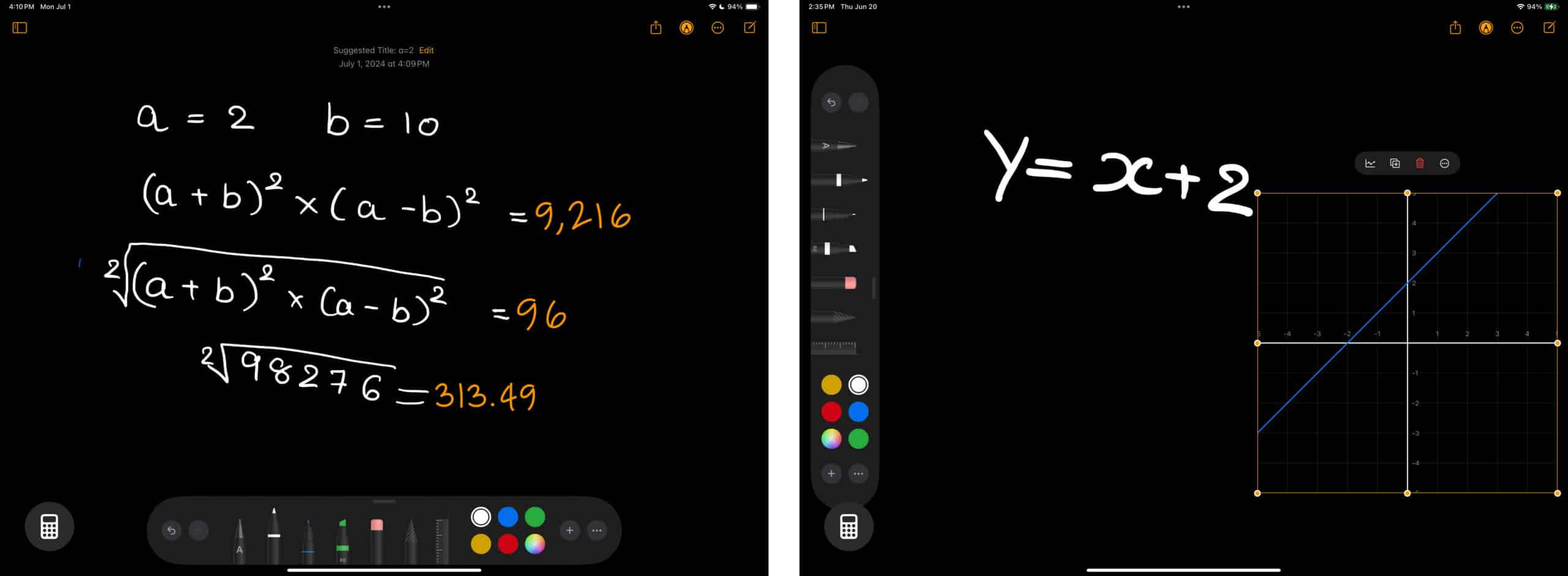 Math Notes answer to algebraic equations