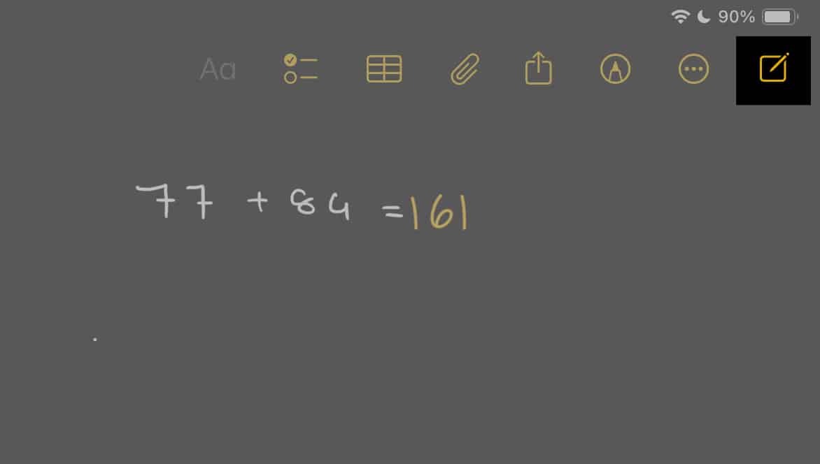 New Note button in iPad Notes app